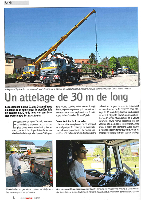 Friderici Special Attelage De 30m De Long Magazine Swiss Camion 2017 01