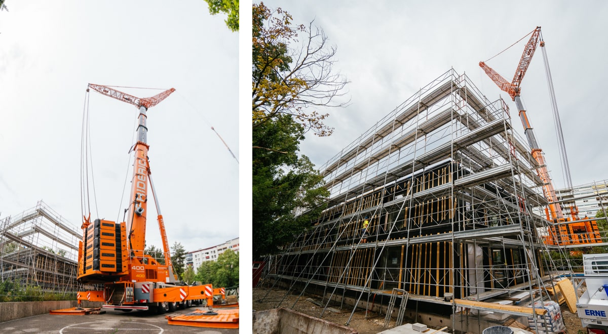 Transport exceptionnel et montage d’une école à Genève