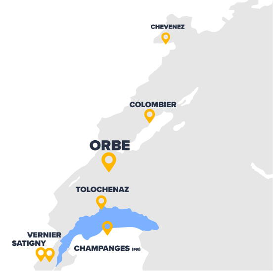 Carte des succursales et du siège de Friderici Spécial